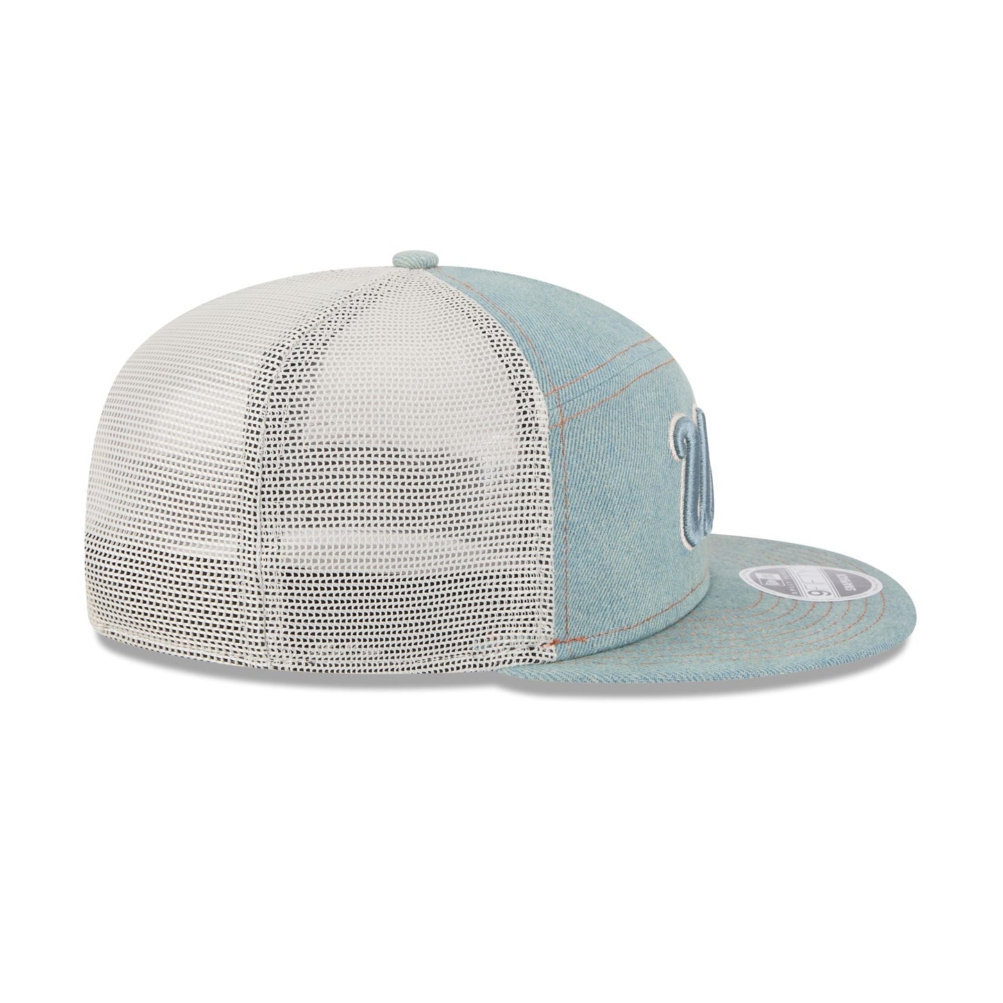 UCLA Bruins Denim 9FIFTY Split Panel Trucker Hat