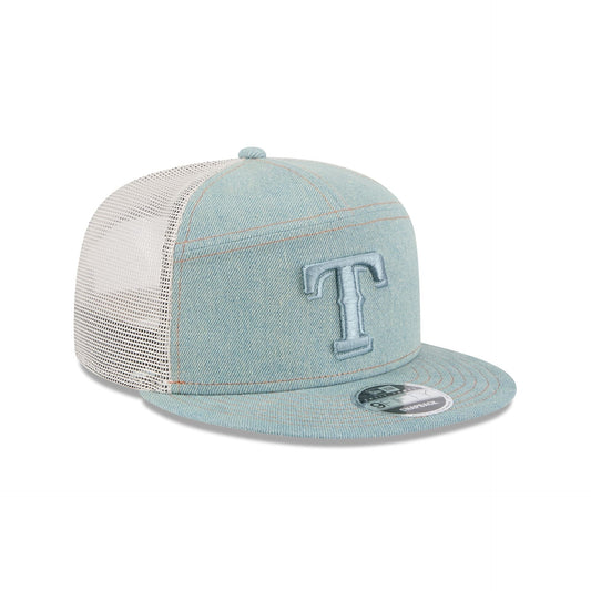 Texas Rangers Denim 9FIFTY Split Panel Trucker Hat