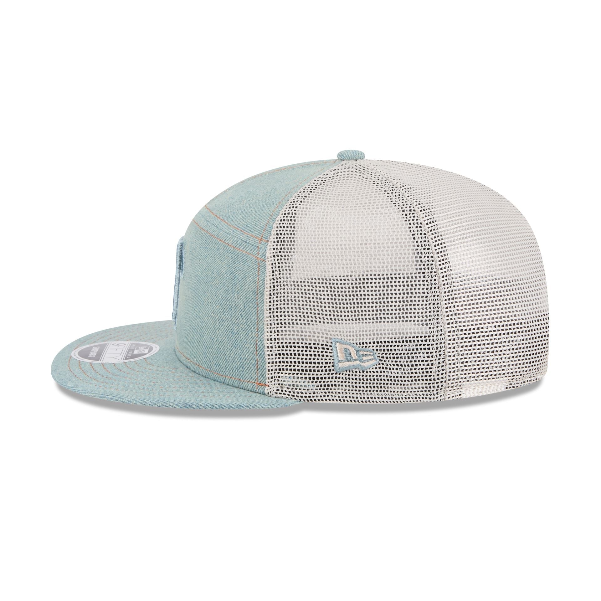 Texas Rangers Denim 9FIFTY Split Panel Trucker Hat