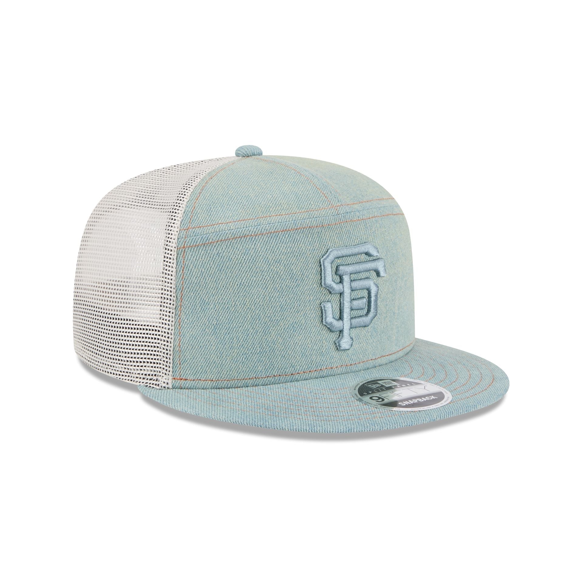 San Francisco Giants Denim 9FIFTY Split Panel Trucker Hat