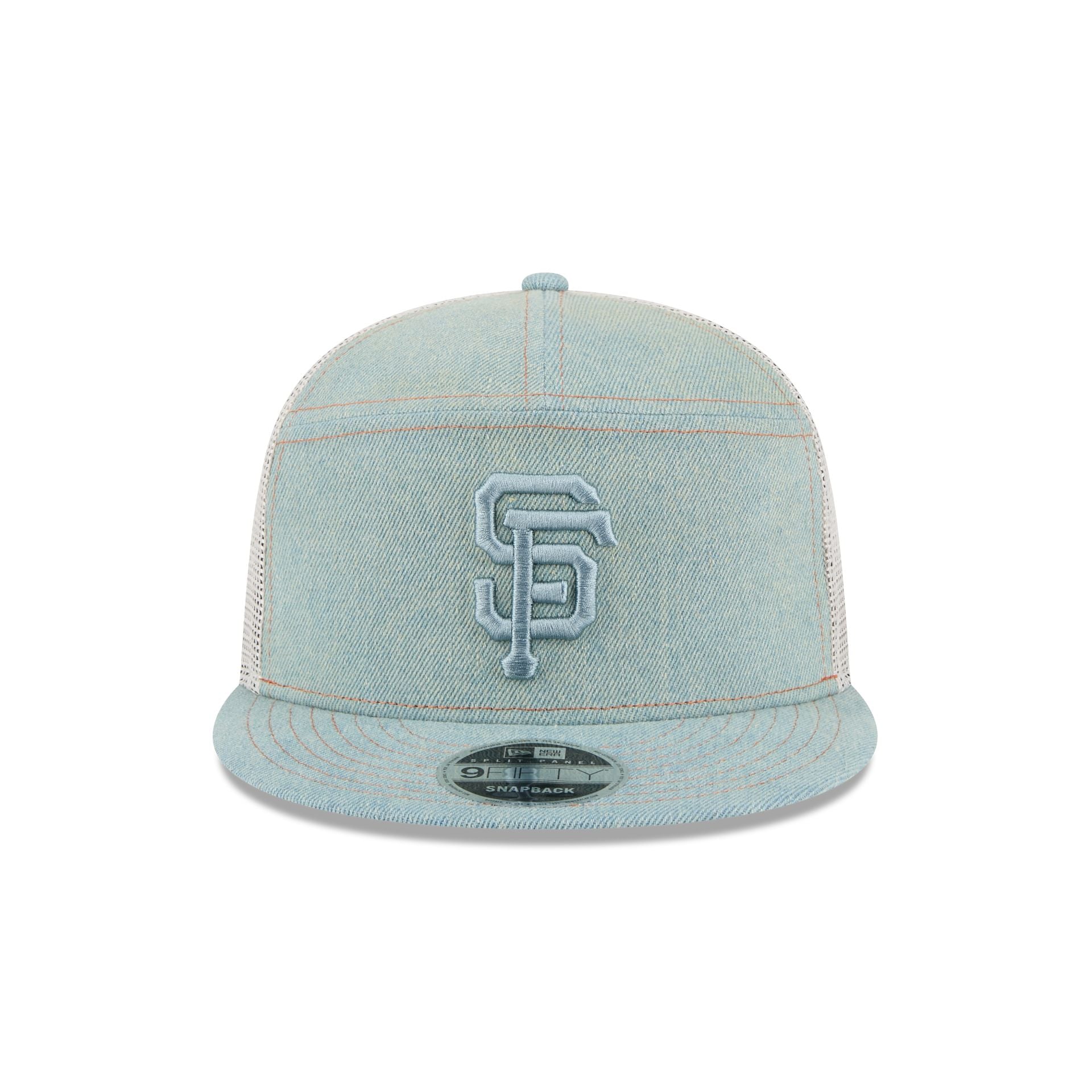 San Francisco Giants Denim 9FIFTY Split Panel Trucker Hat