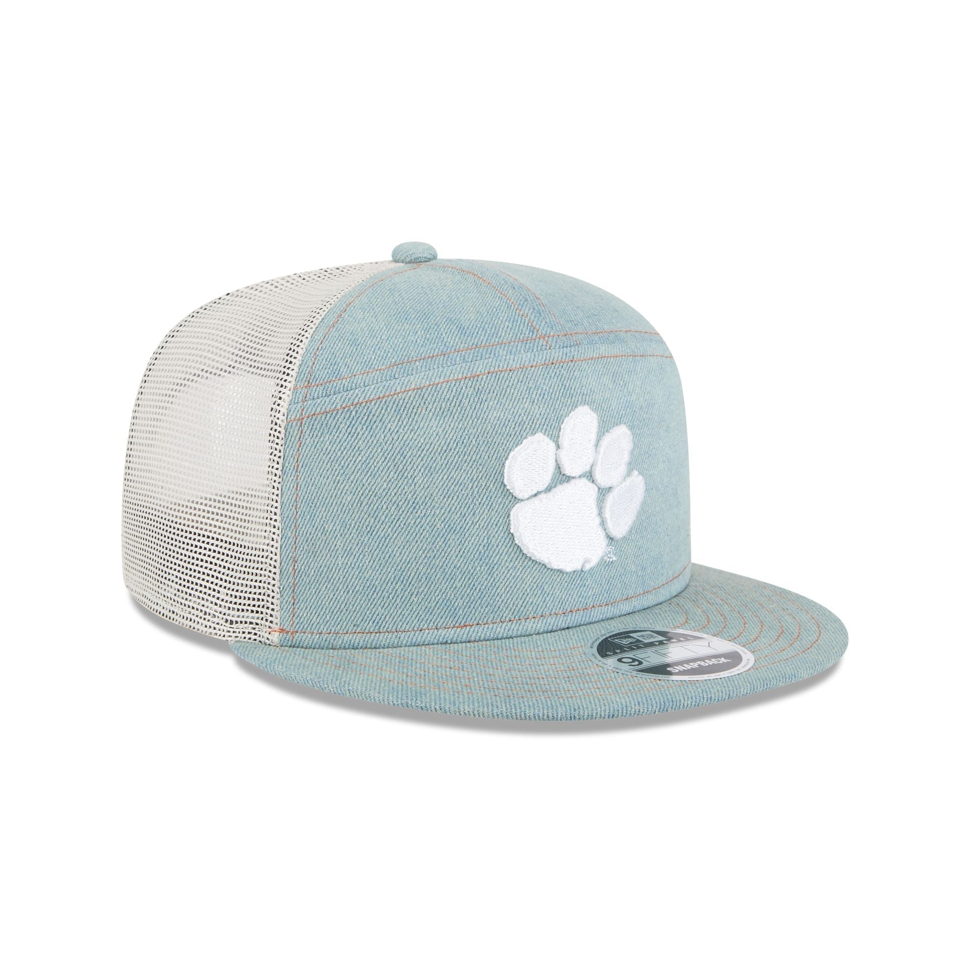 Clemson Tigers Denim 9FIFTY Split Panel Trucker Hat